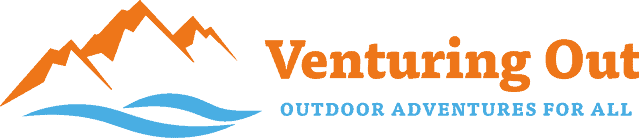 Venturing Out logo with mountains and waves, and the tagline 'Outdoor Adventures for All'.